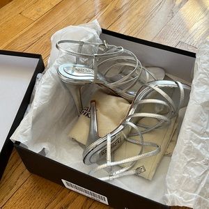 Badgley Mischka silver strappy heels